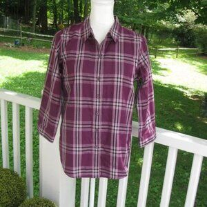 Coldwater Creek button front 3/4 sleeve top shirt blouse 8P cotton luxury style